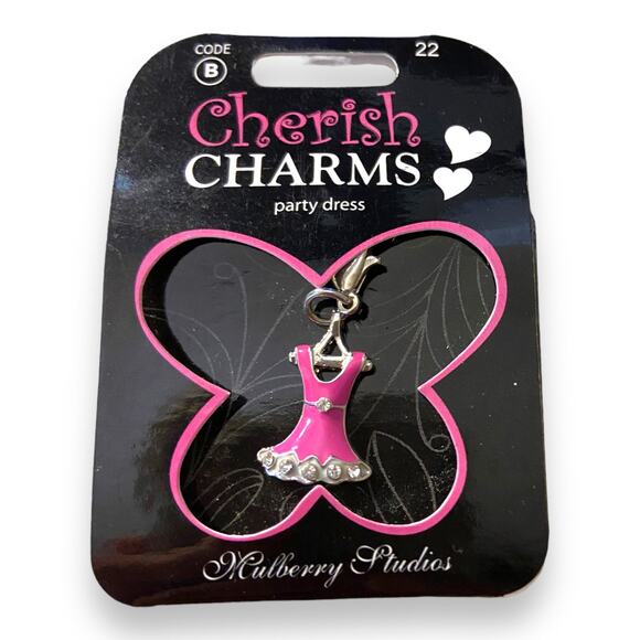 Cherish Charms Party Dress Pink Silvertone Silver Charm Bracelet NEW NWT - Picture 1 of 3